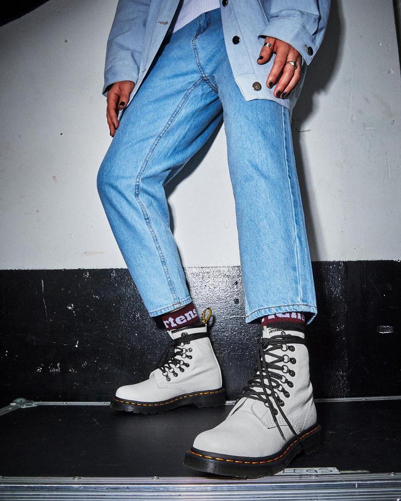 Dr Martens 1460 Laced Virginia Lær Snørestøvletter Dame Hvite | Norge 606TCE